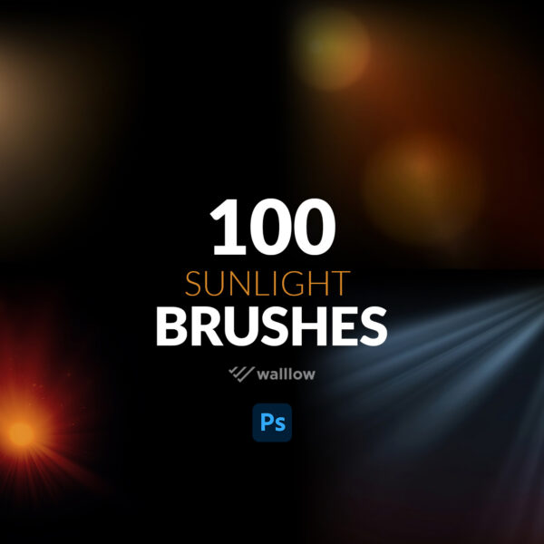 High-resolution Photoshop brushes creating realistic sunlight, soft sun rays, and natural light effects for digital artwork and photo editing.