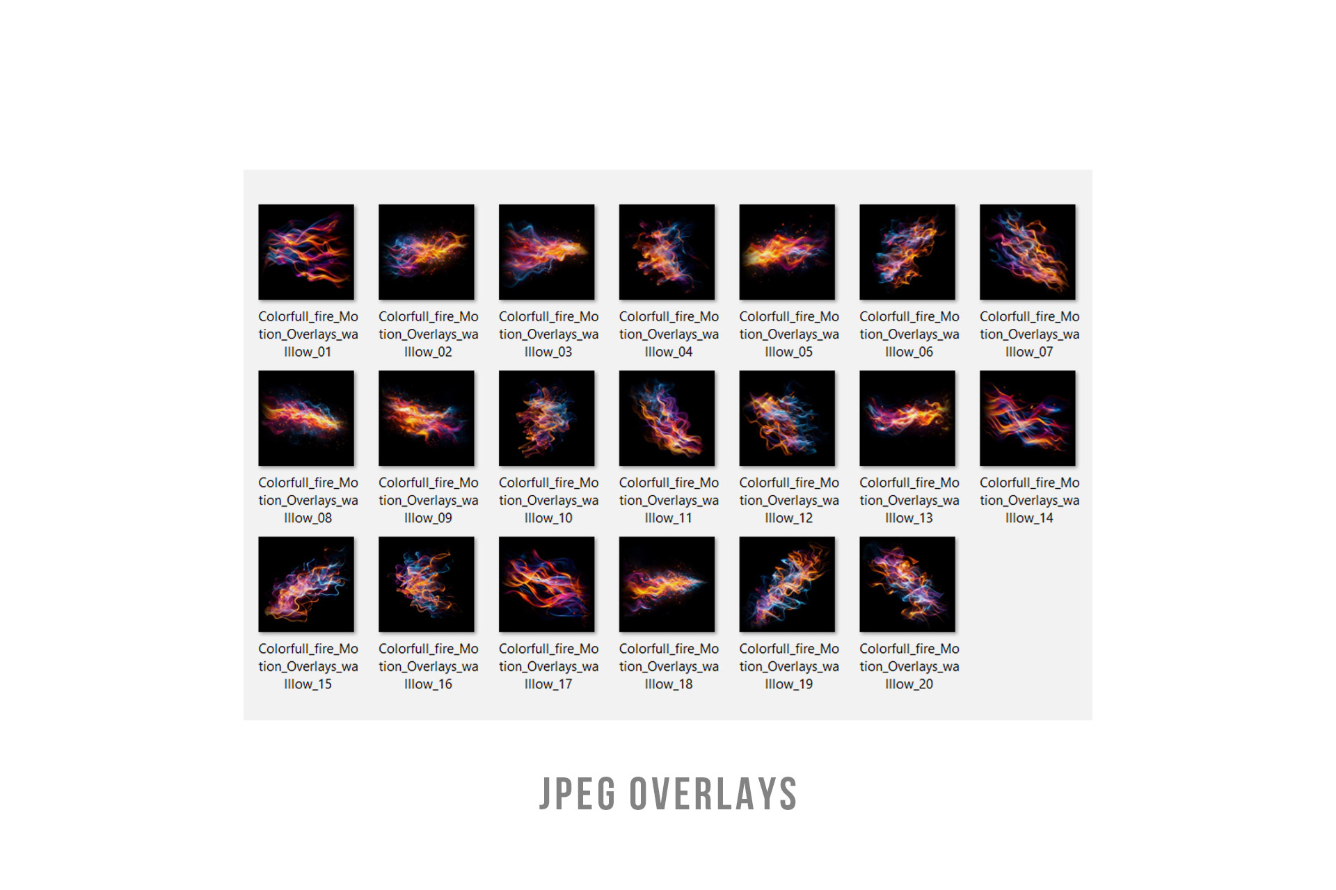 Abstract colorful fire and neon flame motion overlay on black background for digital art and photo editing