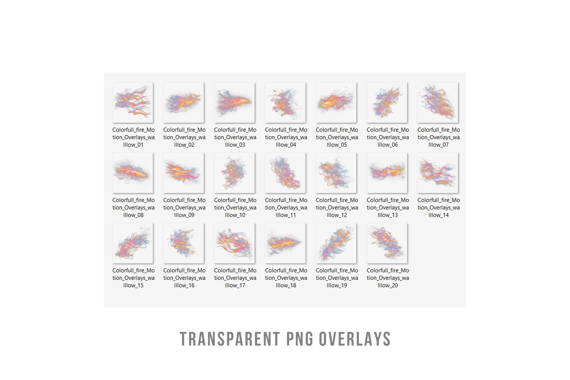 Abstract colorful fire and neon flame motion overlay on black background for digital art and photo editing